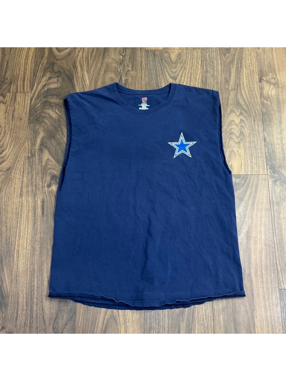 Vintage Dallas Cowboys XL Cut Off Sleeveless T-Shirt Hanes Distressed Blue